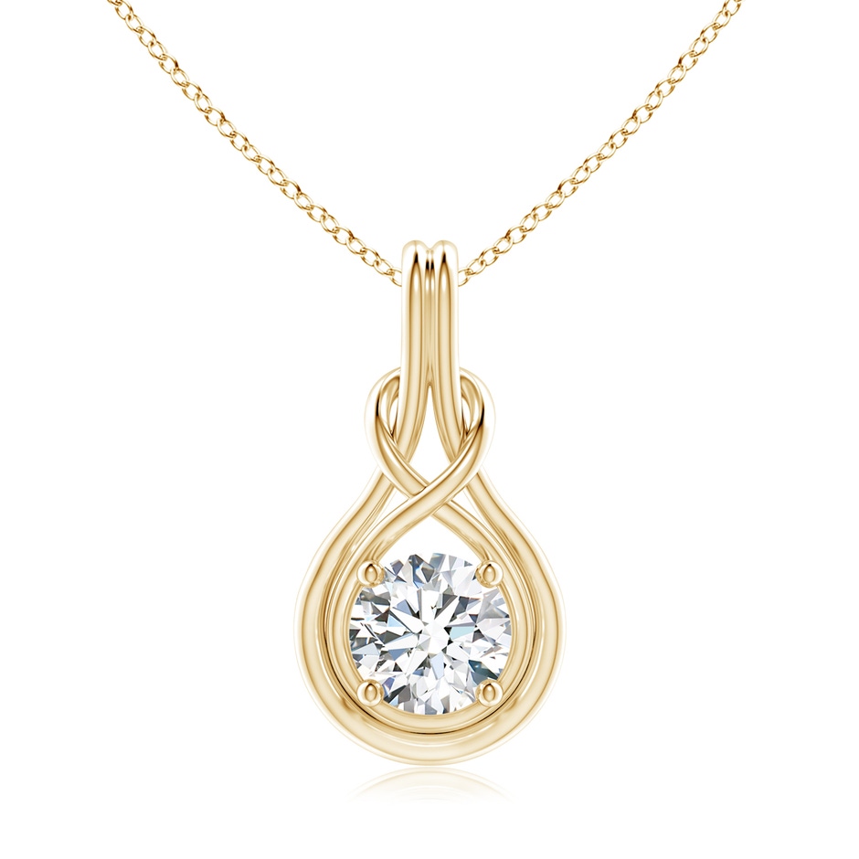 8.1mm GVS2 Round Diamond Solitaire Infinity Knot Pendant in Yellow Gold 