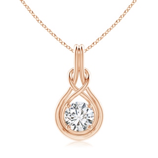 8.1mm HSI2 Round Diamond Solitaire Infinity Knot Pendant in Rose Gold