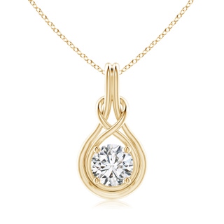 8.1mm HSI2 Round Diamond Solitaire Infinity Knot Pendant in Yellow Gold