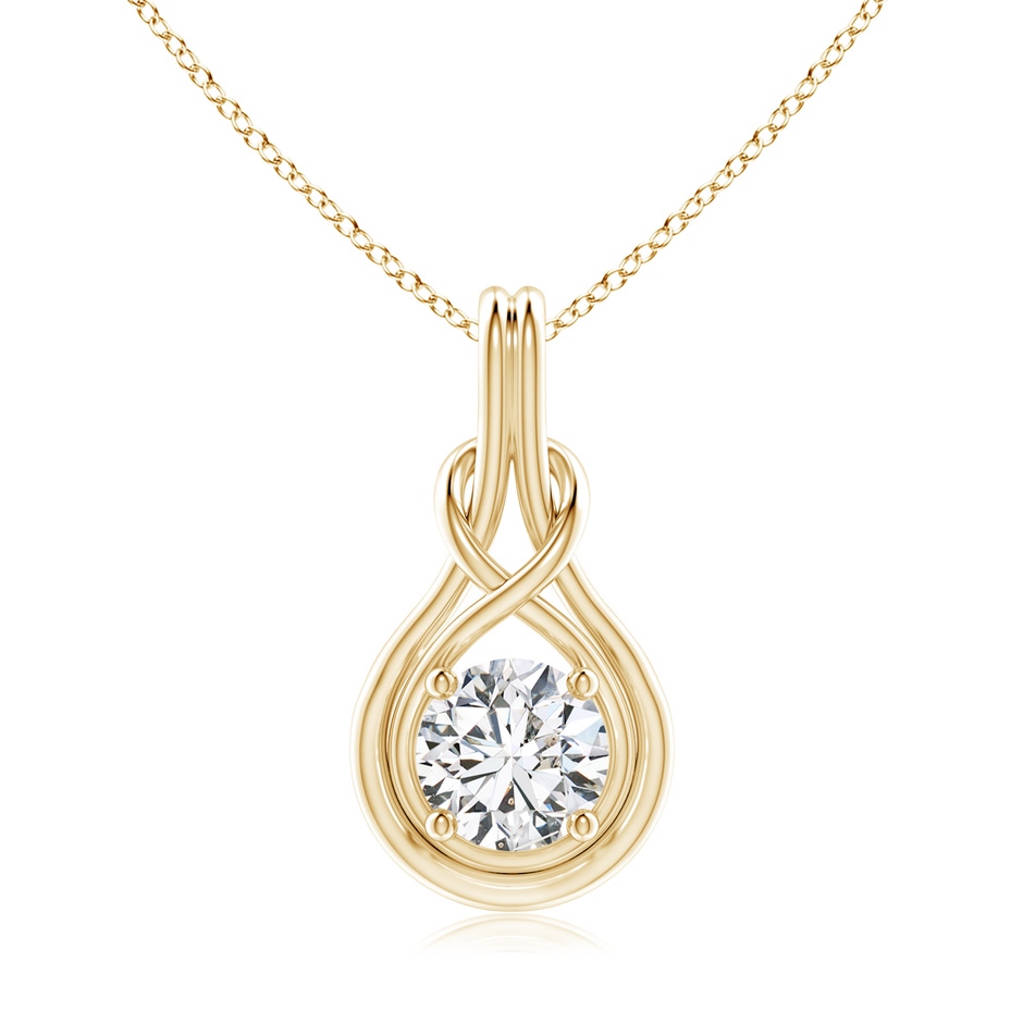 8.1mm HSI2 Round Diamond Solitaire Infinity Knot Pendant in Yellow Gold 
