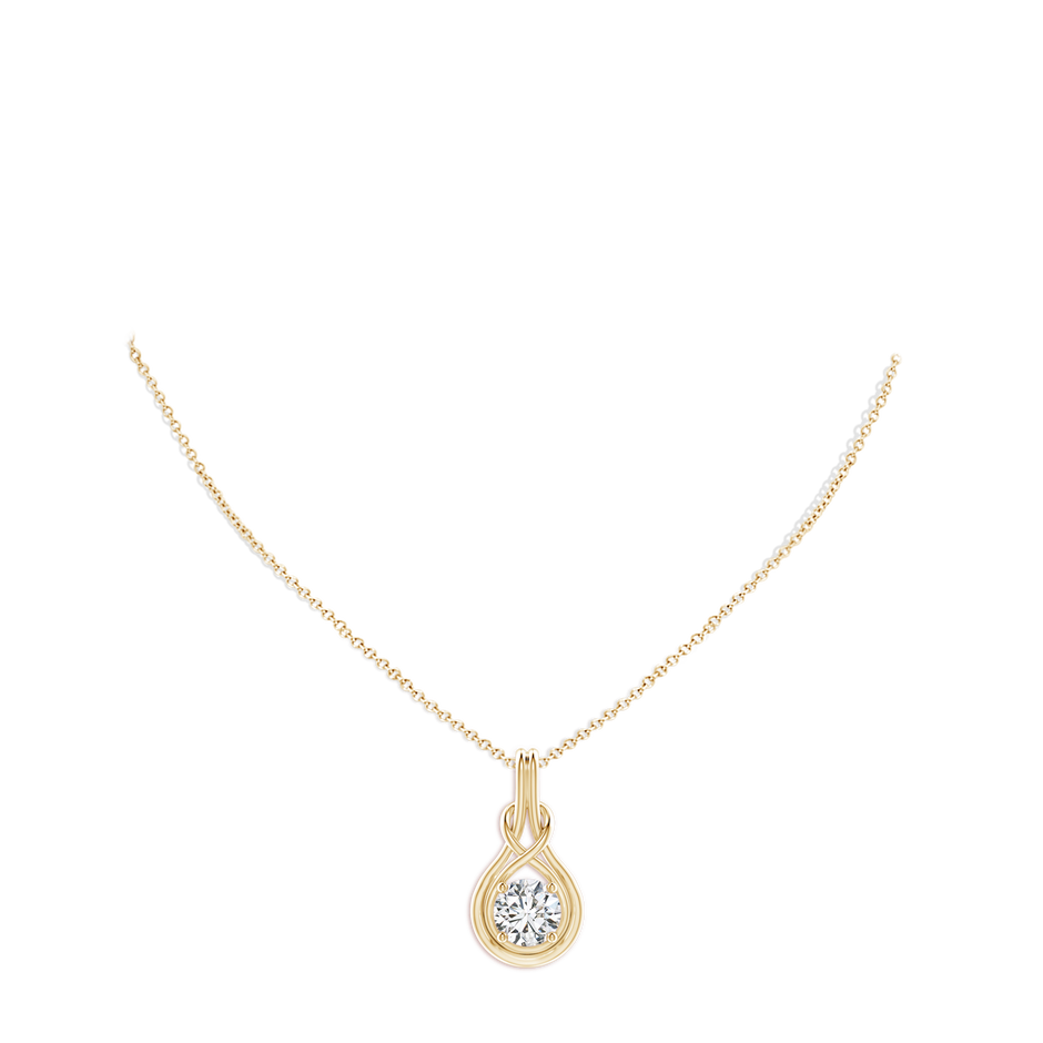 8.1mm HSI2 Round Diamond Solitaire Infinity Knot Pendant in Yellow Gold pen