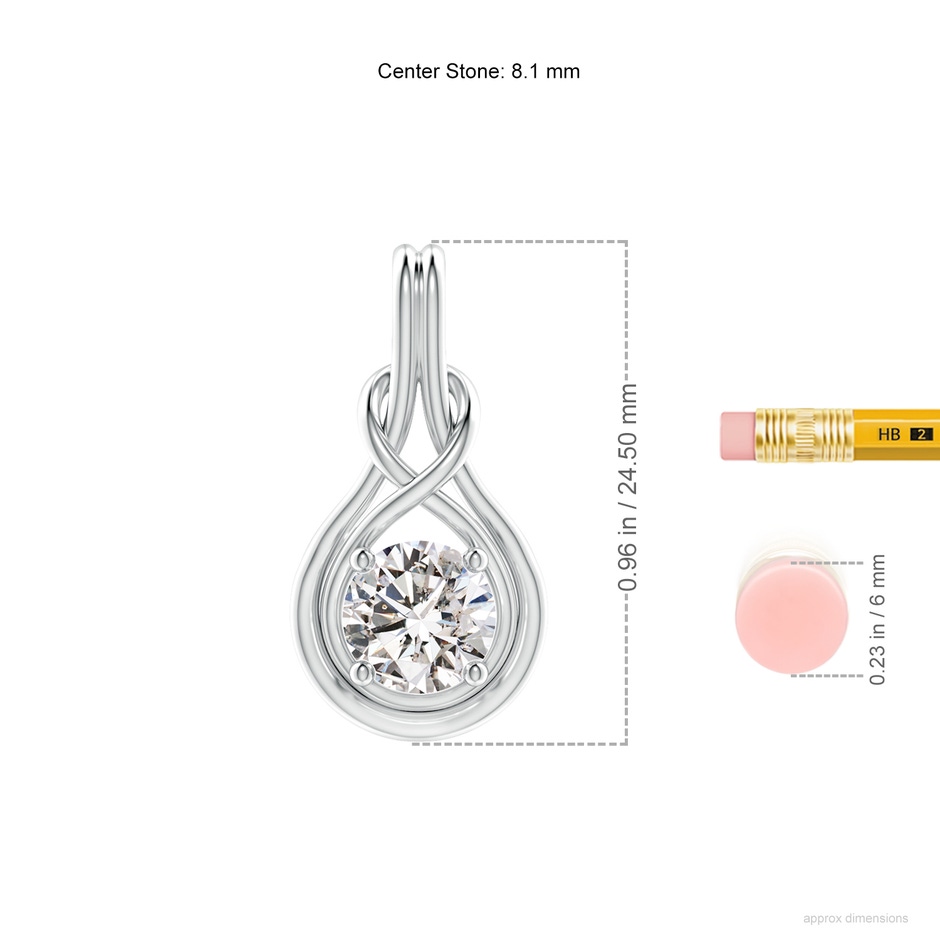 8.1mm IJI1I2 Round Diamond Solitaire Infinity Knot Pendant in P950 Platinum ruler