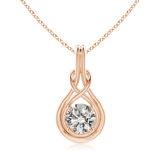 8.1mm KI3 Round Diamond Solitaire Infinity Knot Pendant in Rose Gold