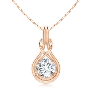 9.2mm GVS2 Round Diamond Solitaire Infinity Knot Pendant in Rose Gold