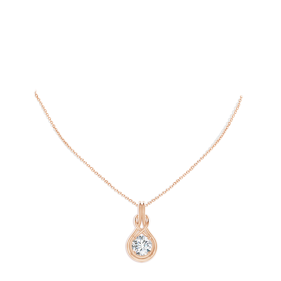 9.2mm GVS2 Round Diamond Solitaire Infinity Knot Pendant in Rose Gold pen