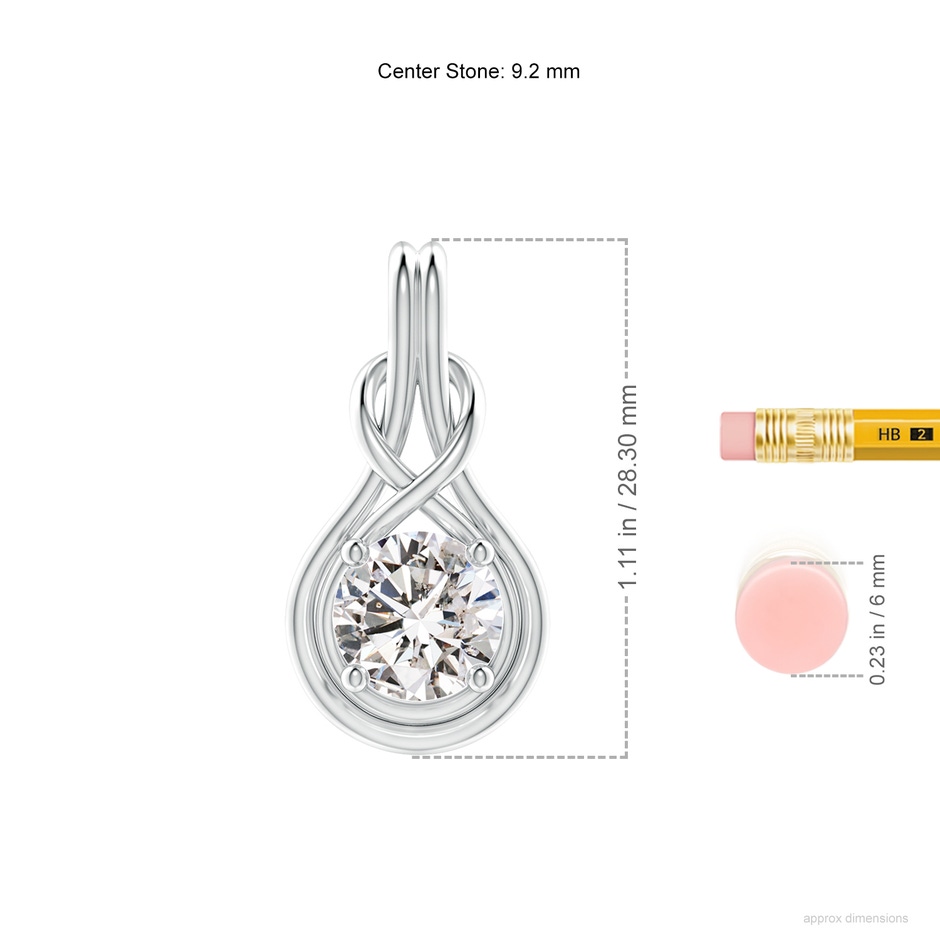 9.2mm IJI1I2 Round Diamond Solitaire Infinity Knot Pendant in P950 Platinum ruler