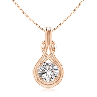 9.2mm IJI1I2 Round Diamond Solitaire Infinity Knot Pendant in Rose Gold