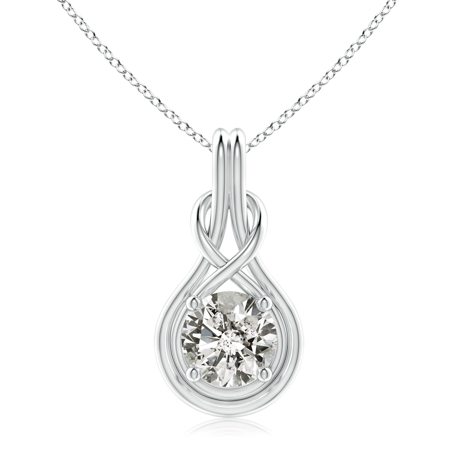 9.2mm KI3 Round Diamond Solitaire Infinity Knot Pendant in P950 Platinum