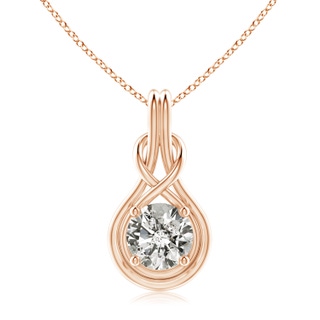 9.2mm KI3 Round Diamond Solitaire Infinity Knot Pendant in Rose Gold