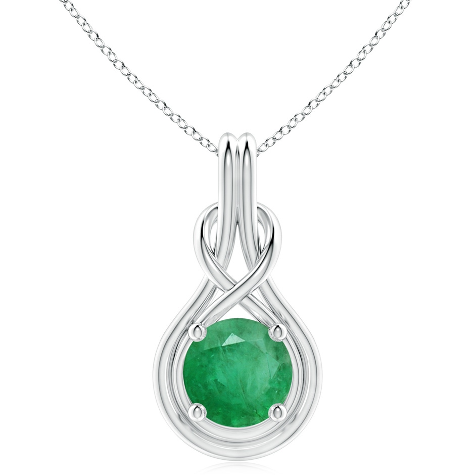 10mm A Round Emerald Solitaire Infinity Knot Pendant in P950 Platinum 