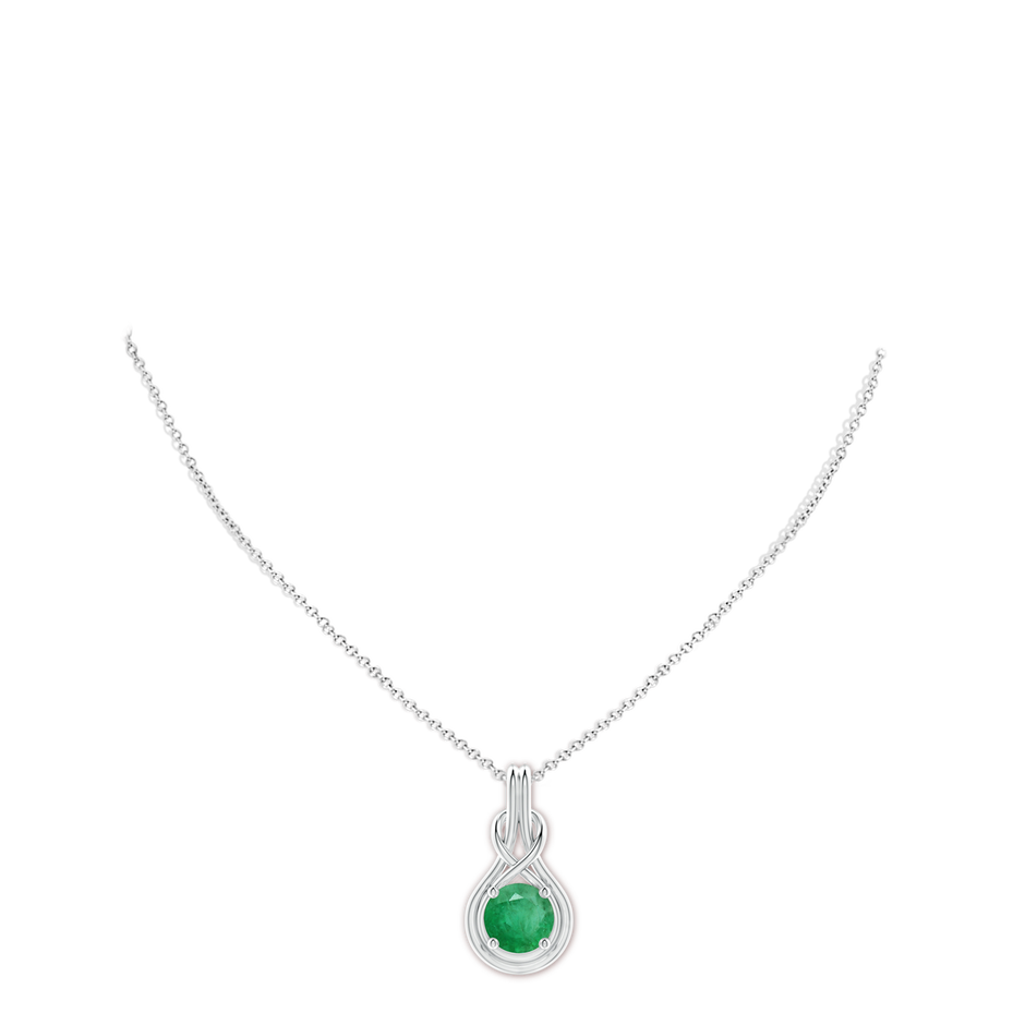 10mm A Round Emerald Solitaire Infinity Knot Pendant in P950 Platinum pen