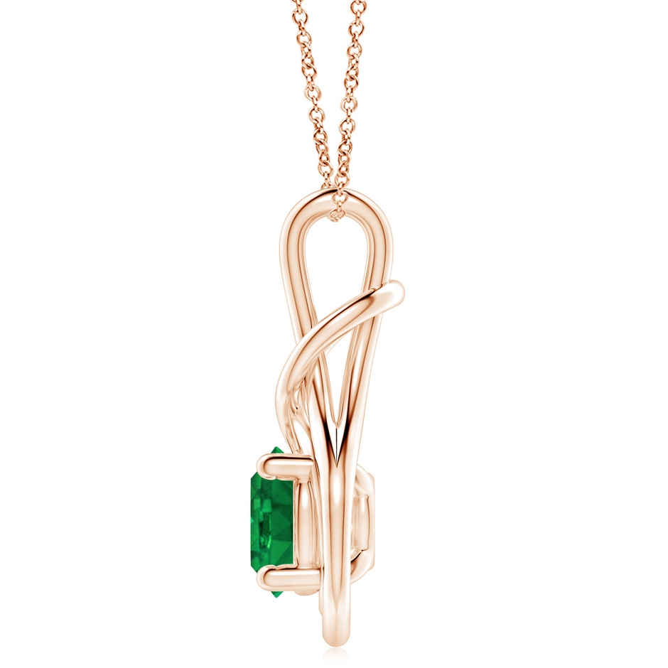 10mm AAA Round Emerald Solitaire Infinity Knot Pendant in 18K Rose Gold side 199
