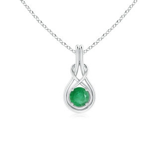 5mm A Round Emerald Solitaire Infinity Knot Pendant in P950 Platinum