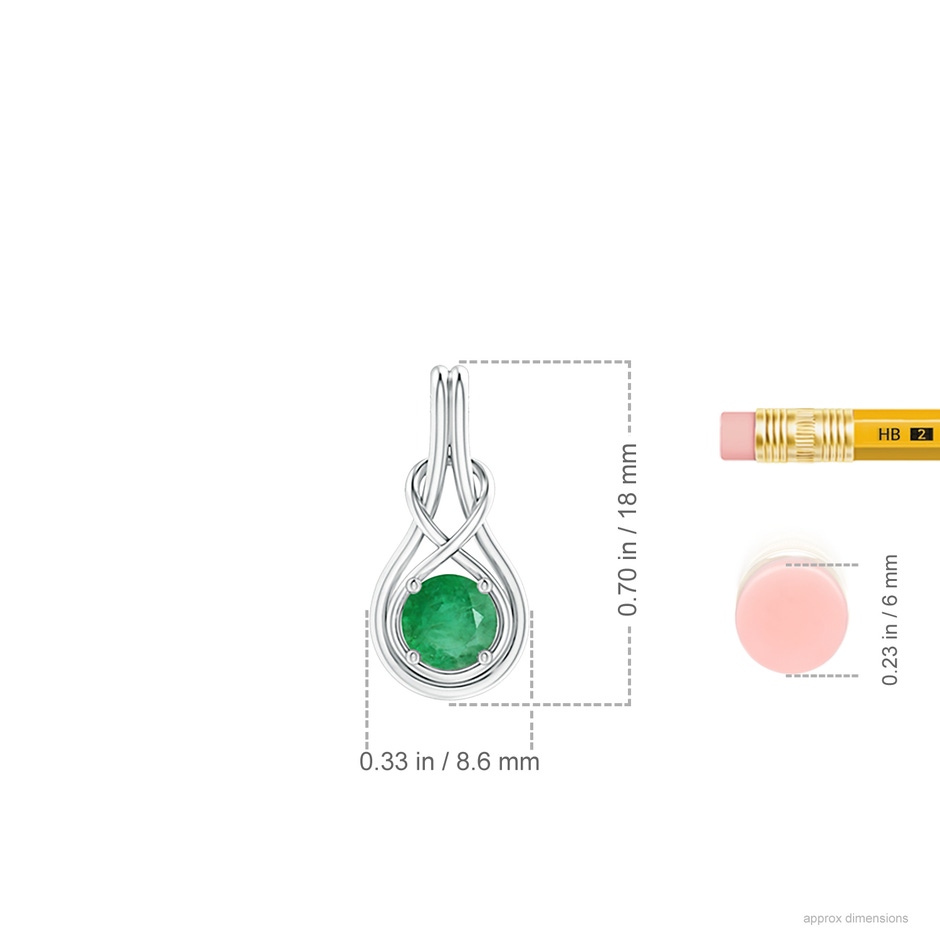 5mm A Round Emerald Solitaire Infinity Knot Pendant in P950 Platinum ruler