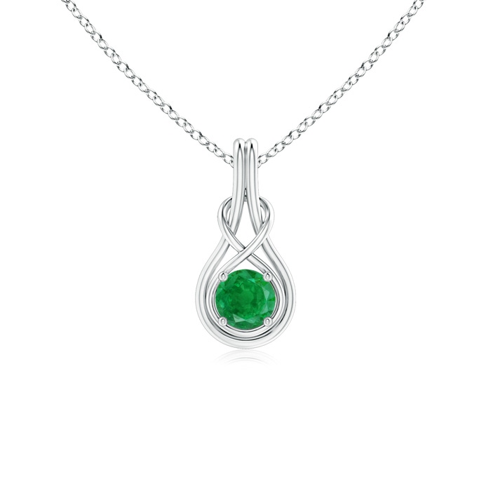 5mm AA Round Emerald Solitaire Infinity Knot Pendant in P950 Platinum 