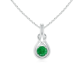 5mm AA Round Emerald Solitaire Infinity Knot Pendant in P950 Platinum