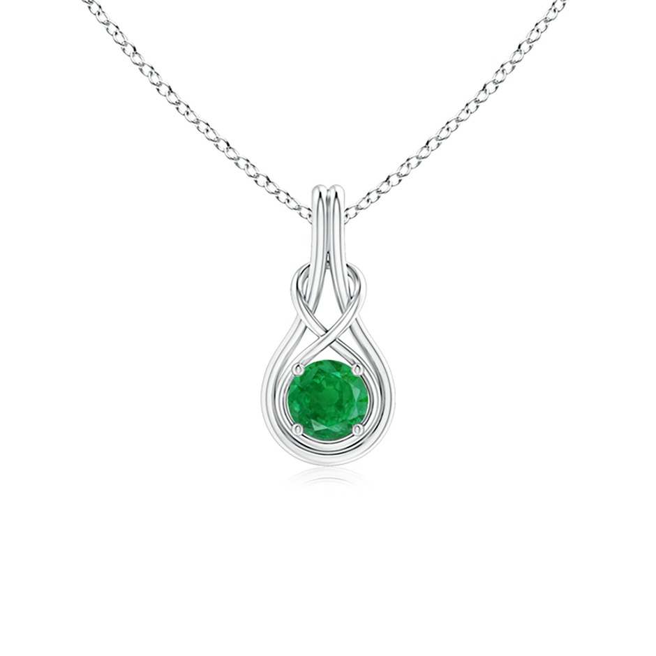 5mm AA Round Emerald Solitaire Infinity Knot Pendant in P950 Platinum 