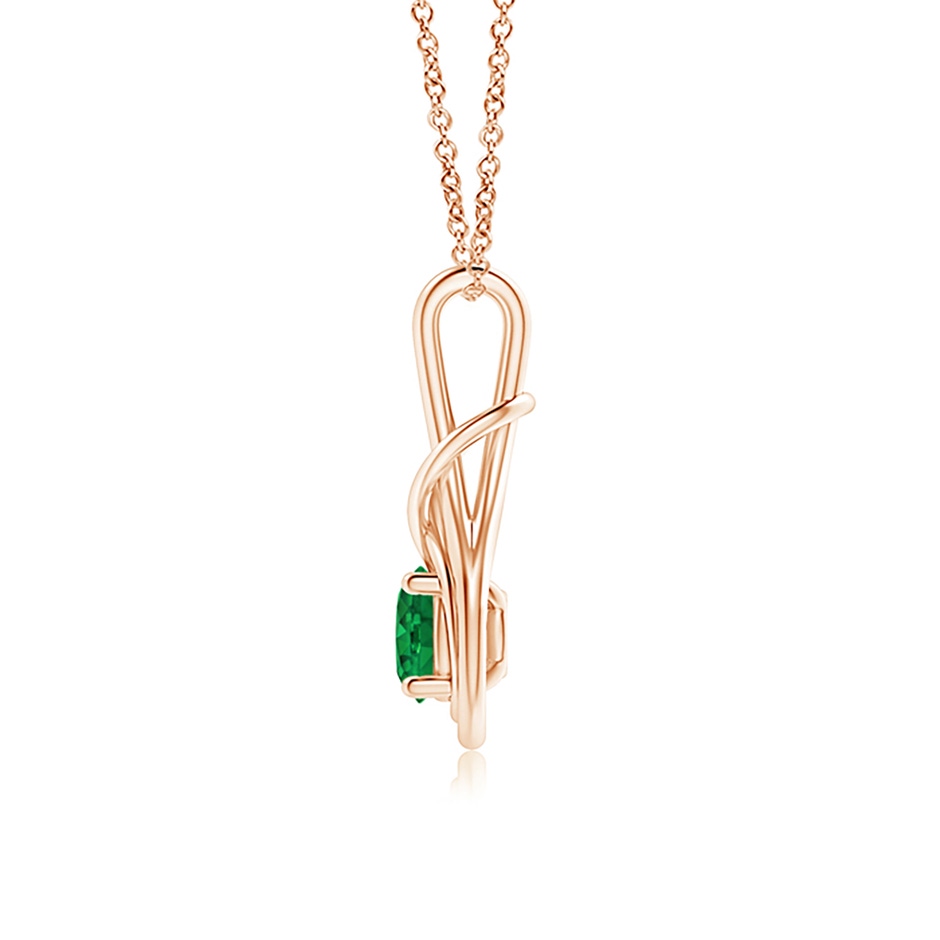 6mm AAA Round Emerald Solitaire Infinity Knot Pendant in Rose Gold side 199