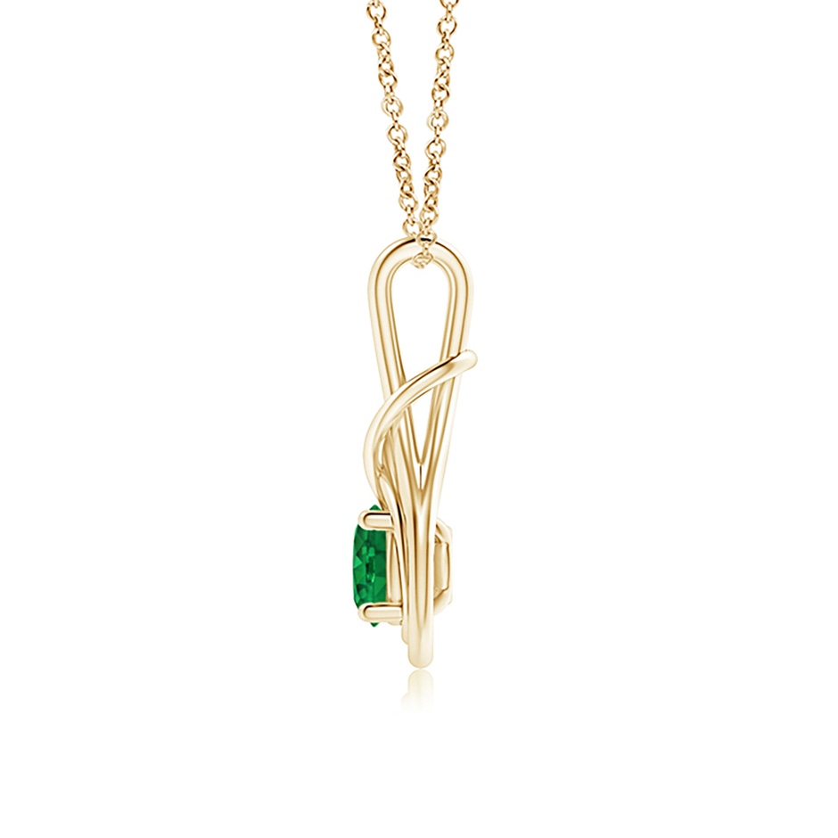 6mm AAA Round Emerald Solitaire Infinity Knot Pendant in Yellow Gold side 199
