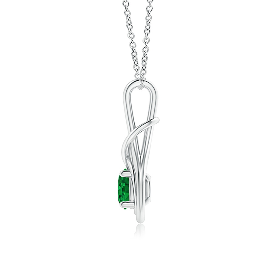 6mm AAAA Round Emerald Solitaire Infinity Knot Pendant in P950 Platinum side 199