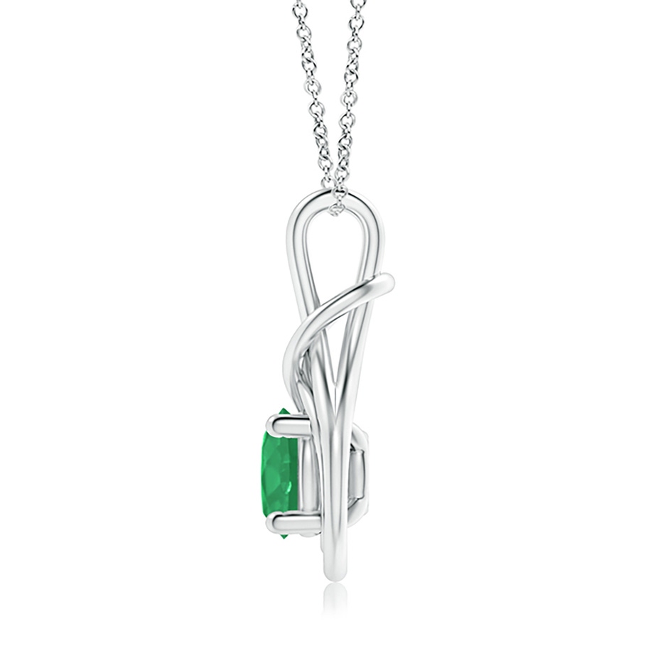8mm A Round Emerald Solitaire Infinity Knot Pendant in P950 Platinum side 199