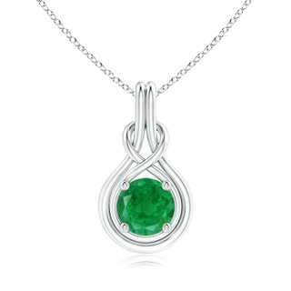 8mm AA Round Emerald Solitaire Infinity Knot Pendant in P950 Platinum