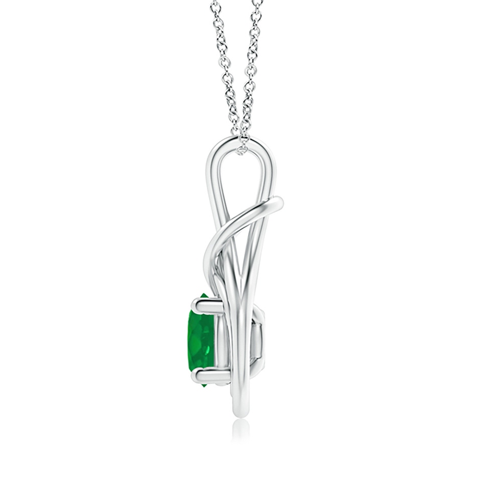 8mm AA Round Emerald Solitaire Infinity Knot Pendant in P950 Platinum side 199