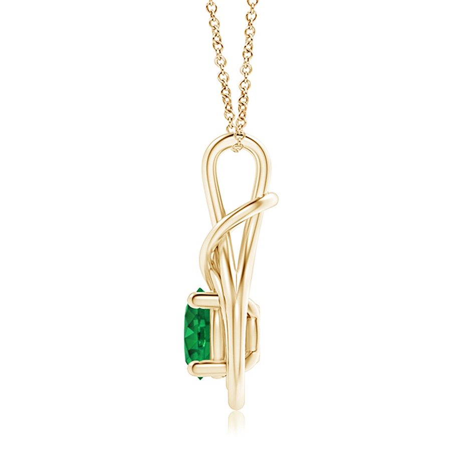 8mm AAA Round Emerald Solitaire Infinity Knot Pendant in 18K Yellow Gold side 199
