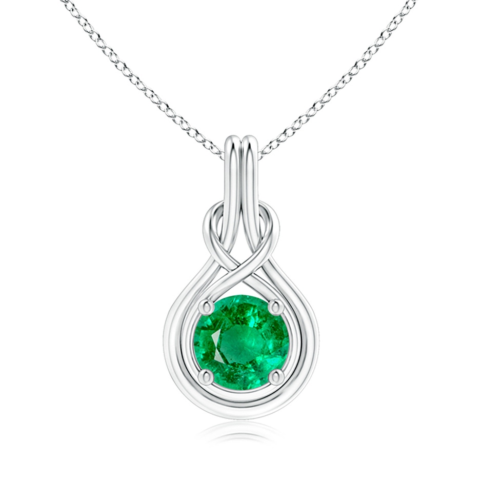 8mm AAA Round Emerald Solitaire Infinity Knot Pendant in P950 Platinum 