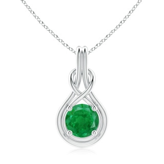 9mm AA Round Emerald Solitaire Infinity Knot Pendant in P950 Platinum
