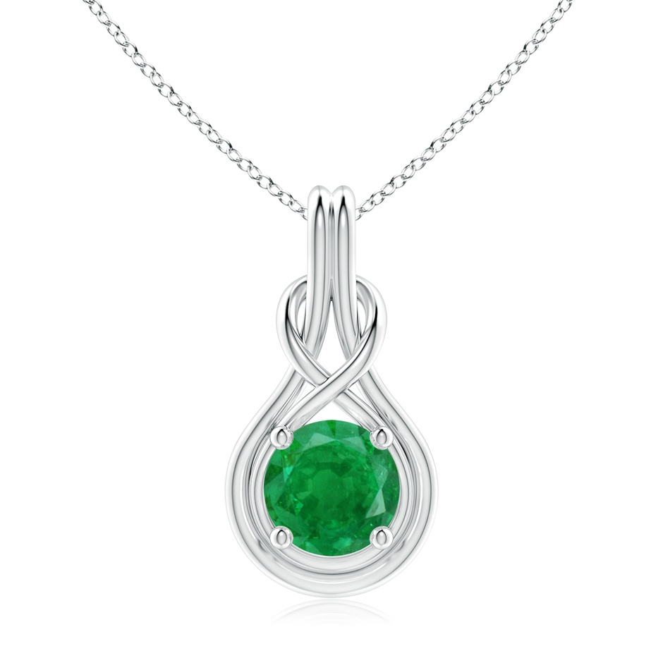 9mm AA Round Emerald Solitaire Infinity Knot Pendant in P950 Platinum 