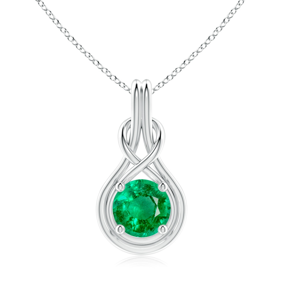 9mm AAA Round Emerald Solitaire Infinity Knot Pendant in P950 Platinum 
