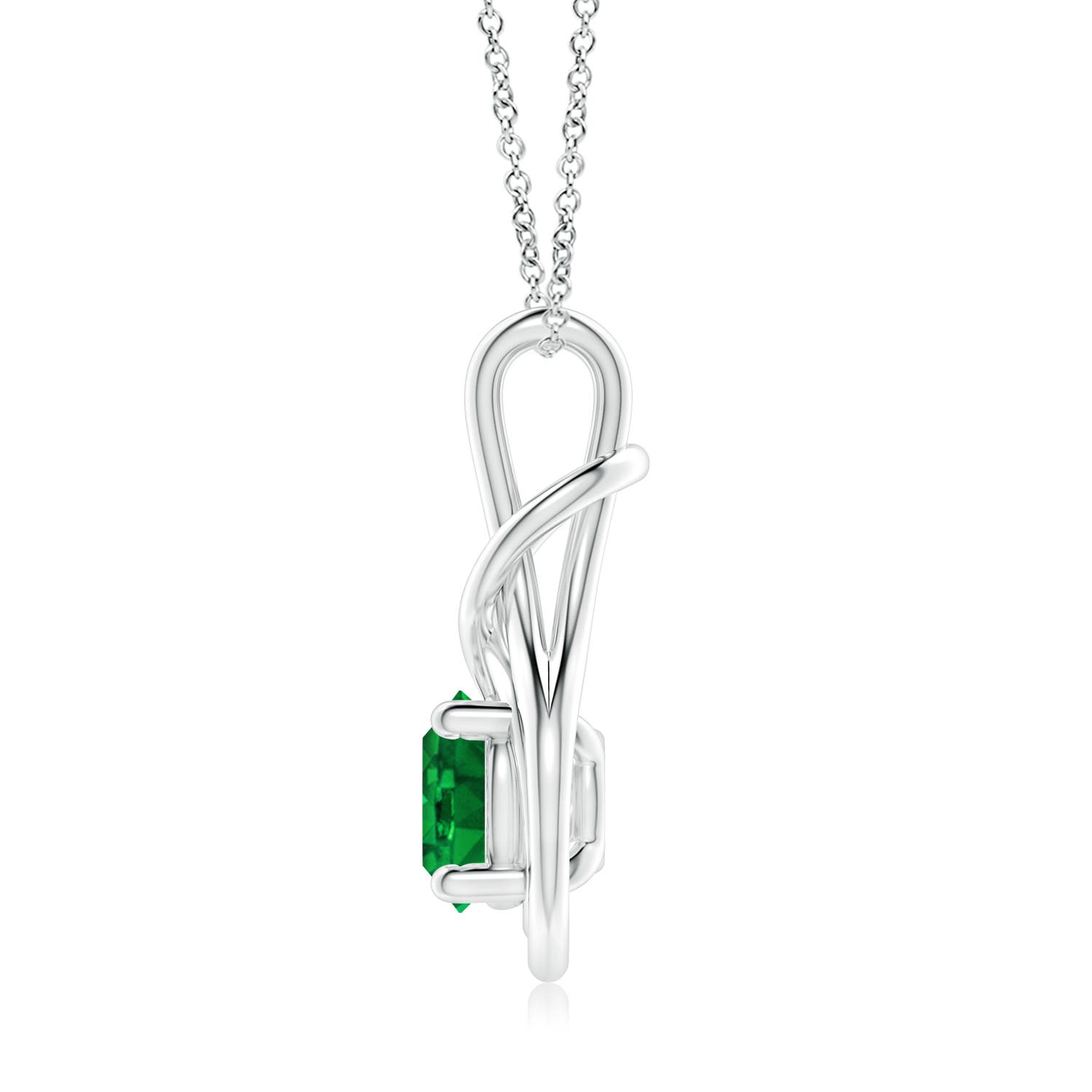 9mm AAAA Round Emerald Solitaire Infinity Knot Pendant in P950 Platinum