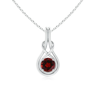 6mm AAAA Round Garnet Solitaire Infinity Knot Pendant in P950 Platinum