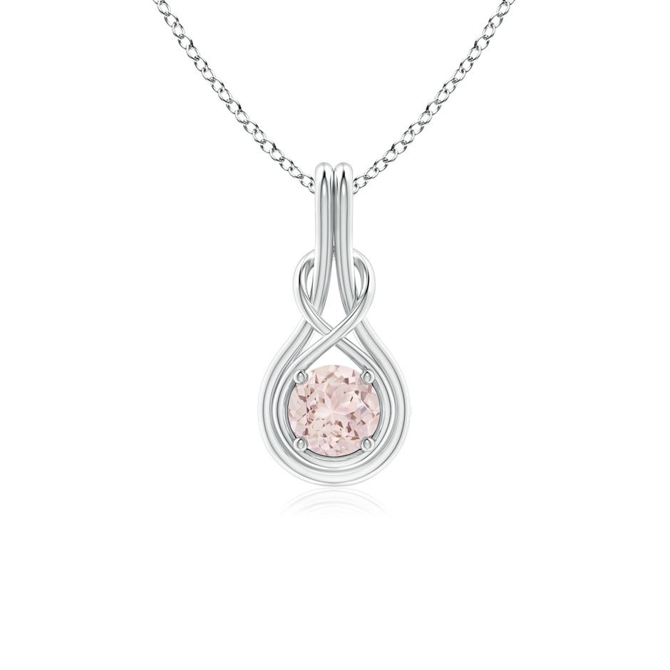 5mm A Round Morganite Solitaire Infinity Knot Pendant in P950 Platinum 