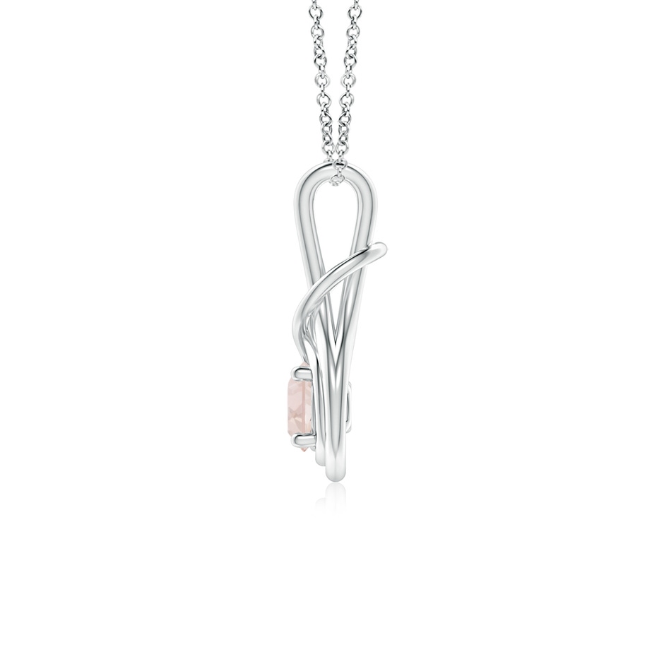5mm A Round Morganite Solitaire Infinity Knot Pendant in P950 Platinum side 199