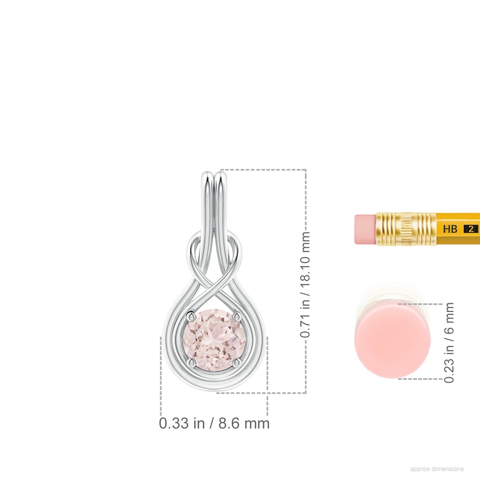 5mm A Round Morganite Solitaire Infinity Knot Pendant in P950 Platinum ruler