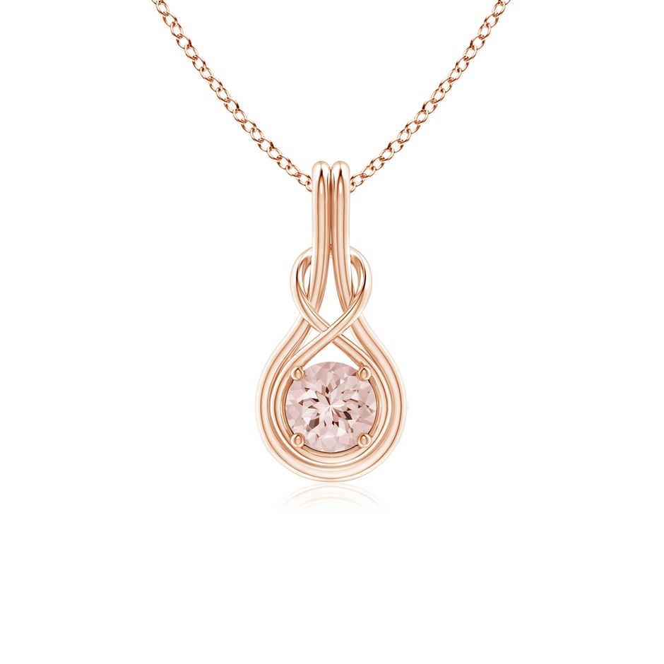 5mm AA Round Morganite Solitaire Infinity Knot Pendant in Rose Gold 