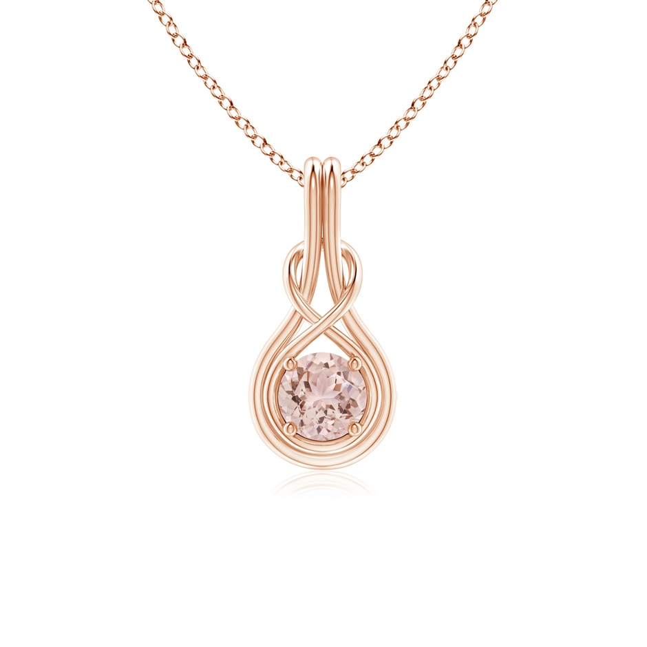 5mm AAA Round Morganite Solitaire Infinity Knot Pendant in Rose Gold 