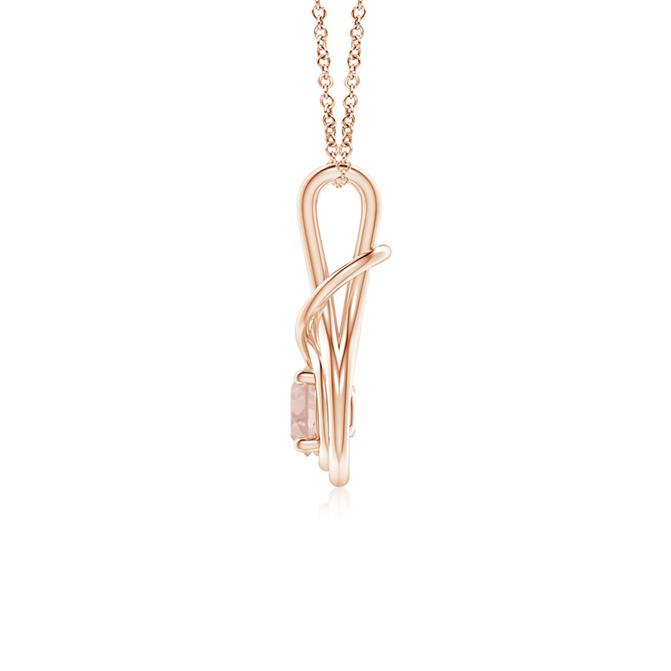 5mm AAA Round Morganite Solitaire Infinity Knot Pendant in Rose Gold side 199