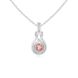 5mm AAAA Round Morganite Solitaire Infinity Knot Pendant in P950 Platinum