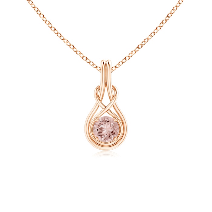5mm AAAA Round Morganite Solitaire Infinity Knot Pendant in Rose Gold