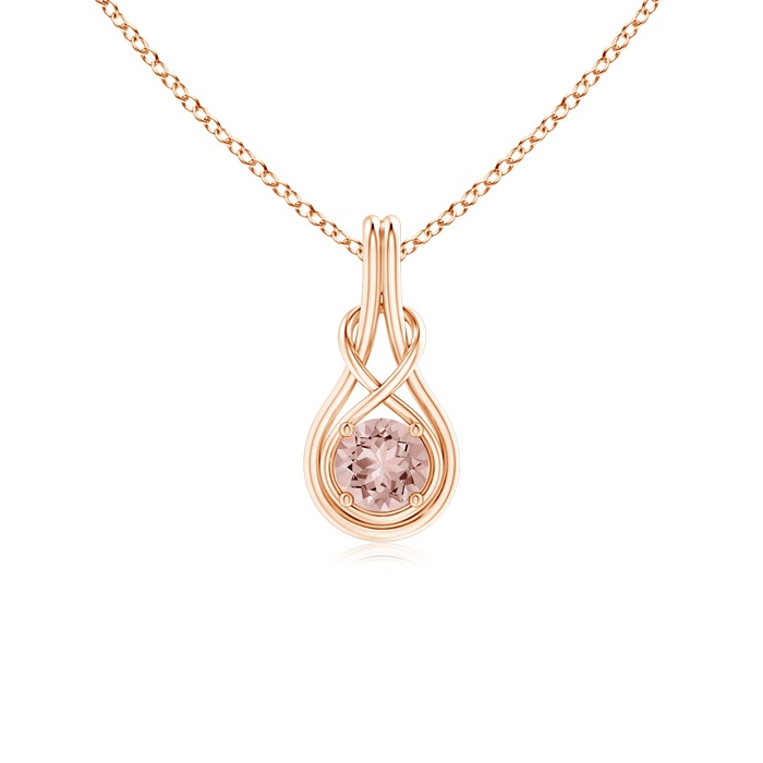 5mm AAAA Round Morganite Solitaire Infinity Knot Pendant in Rose Gold 