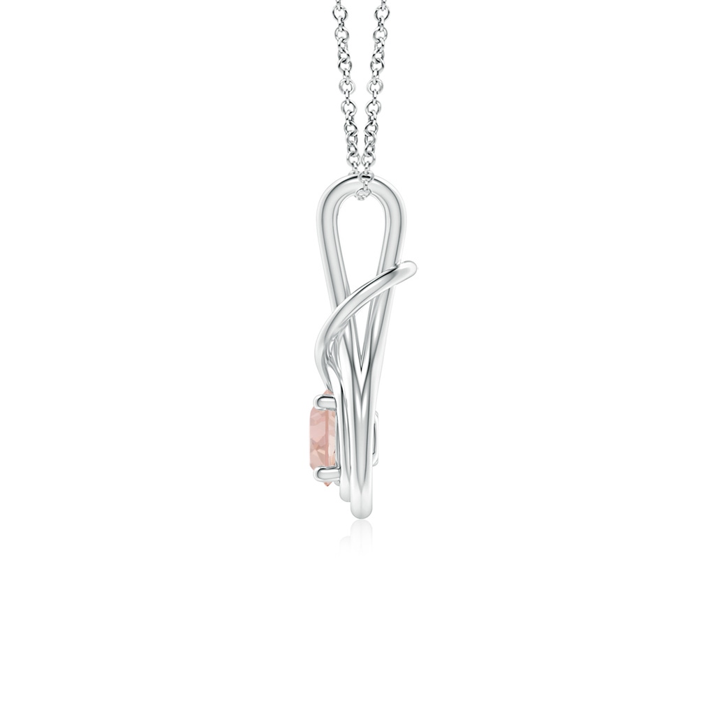 5mm AAAA Round Morganite Solitaire Infinity Knot Pendant in White Gold - side 199