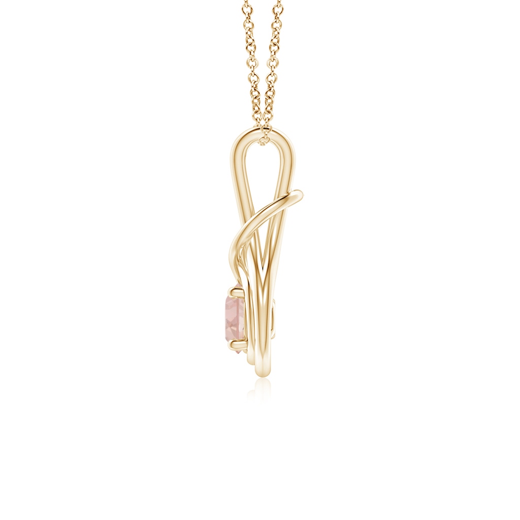 5mm AAAA Round Morganite Solitaire Infinity Knot Pendant in Yellow Gold - side 199