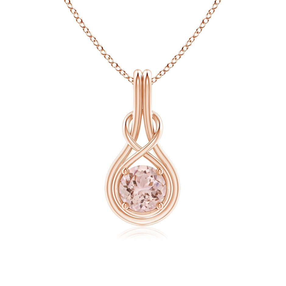 6mm AAA Round Morganite Solitaire Infinity Knot Pendant in Rose Gold 