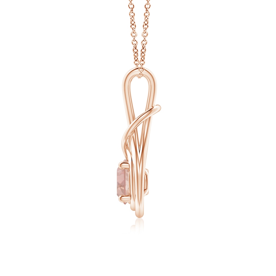 6mm AAA Round Morganite Solitaire Infinity Knot Pendant in Rose Gold side 199