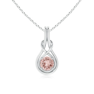 6mm AAAA Round Morganite Solitaire Infinity Knot Pendant in P950 Platinum