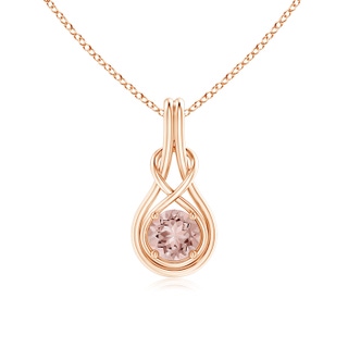 6mm AAAA Round Morganite Solitaire Infinity Knot Pendant in Rose Gold