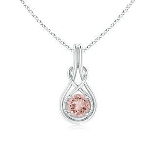 6mm AAAA Round Morganite Solitaire Infinity Knot Pendant in White Gold